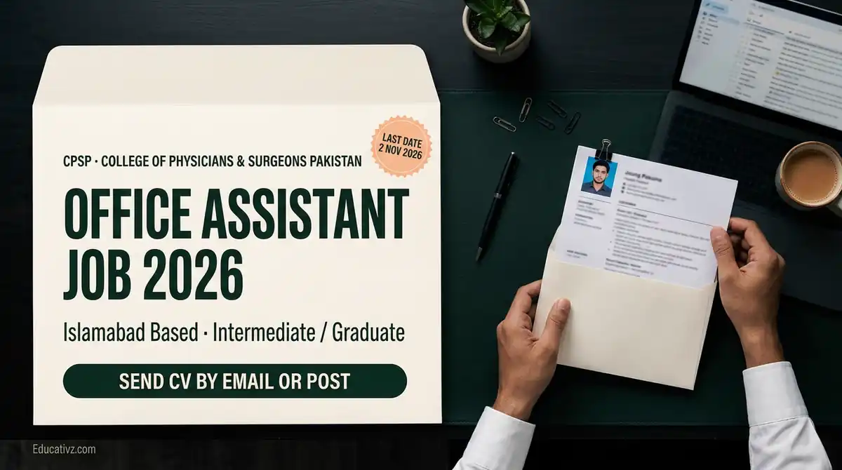 CPSP Office Assistant job 2026 Islamabad: Intermediate / Graduate, send CV by email or post, last date 2 Nov 2026 | Educativz