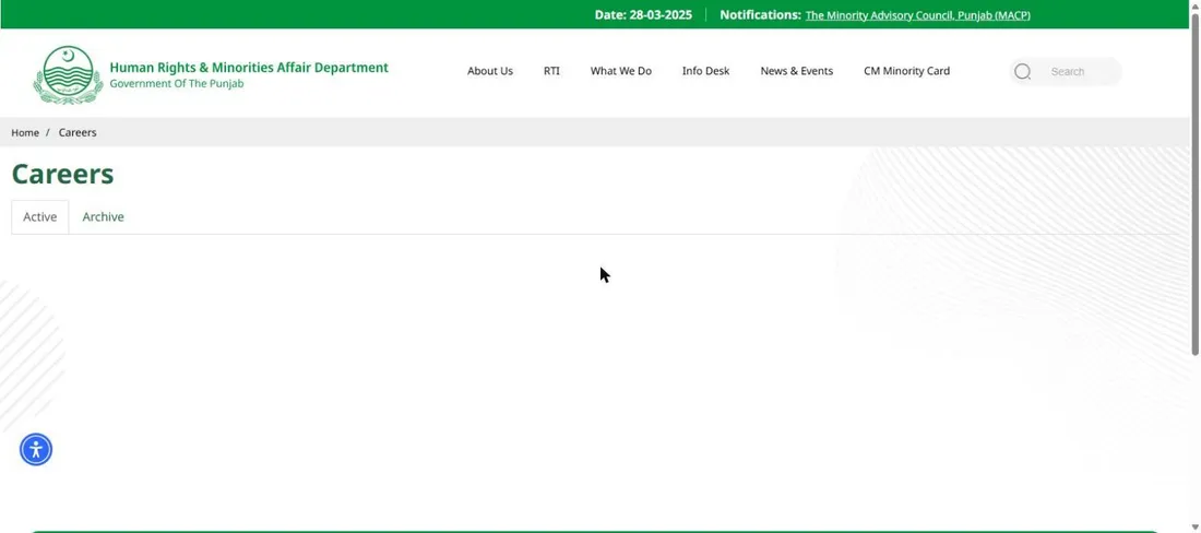 HR&MA Punjab official Careers page Active tab empty 29 October 2026