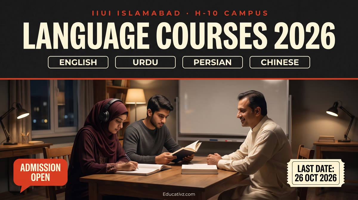 IIUI language courses admission 2026: English, Urdu, Persian and Chinese diploma and certificate courses at H-10 Islamabad, last date 26 Oct 2026 | Educativz