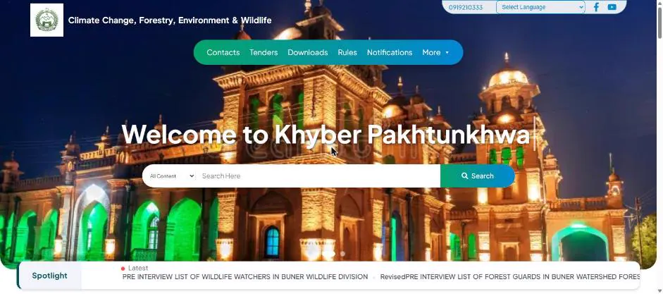 Khyber Pakhtunkhwa Climate Change Forestry Environment and Wildlife Department official website 24 October 2026