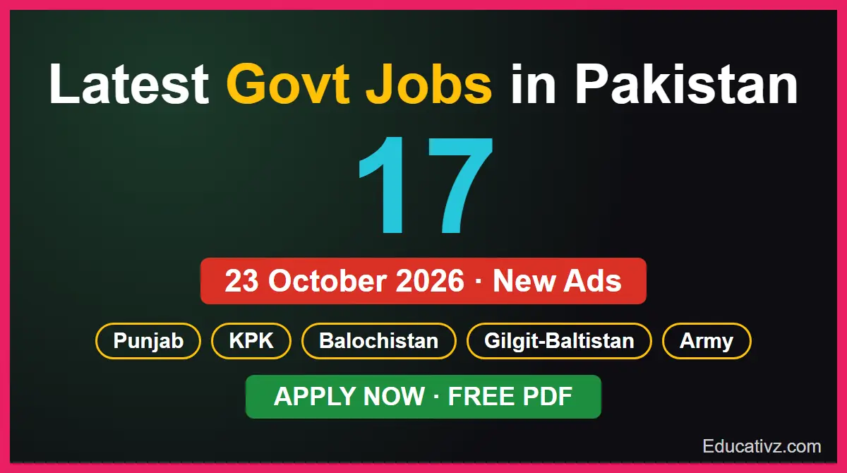 Latest Govt Jobs in Pakistan 23 October 2026 – 17 new ads