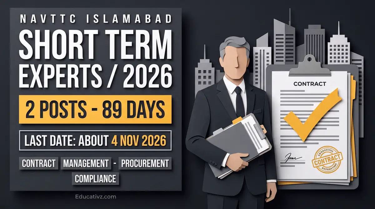 NAVTTC jobs 2026 Short Term Experts PMYSDP Contract Management Procurement Compliance, apply on jobs.gov.pk | Educativz