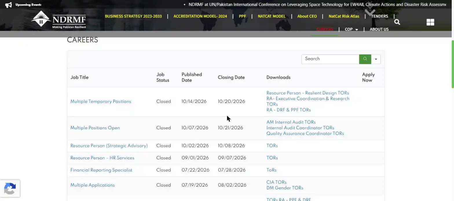 NDRMF careers page list of vacancies