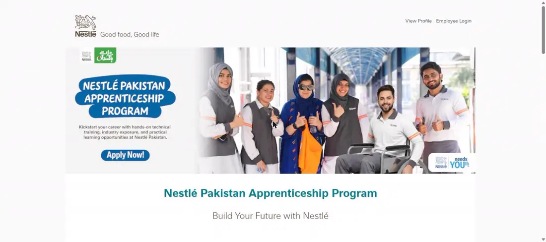 Nestlé Pakistan Apprenticeship Program 2026 official landing page screenshot 25 October 2026
