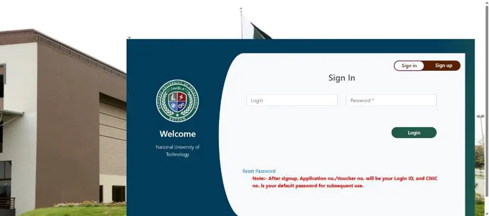 NUTECH NIMS online registration sign in and sign up page