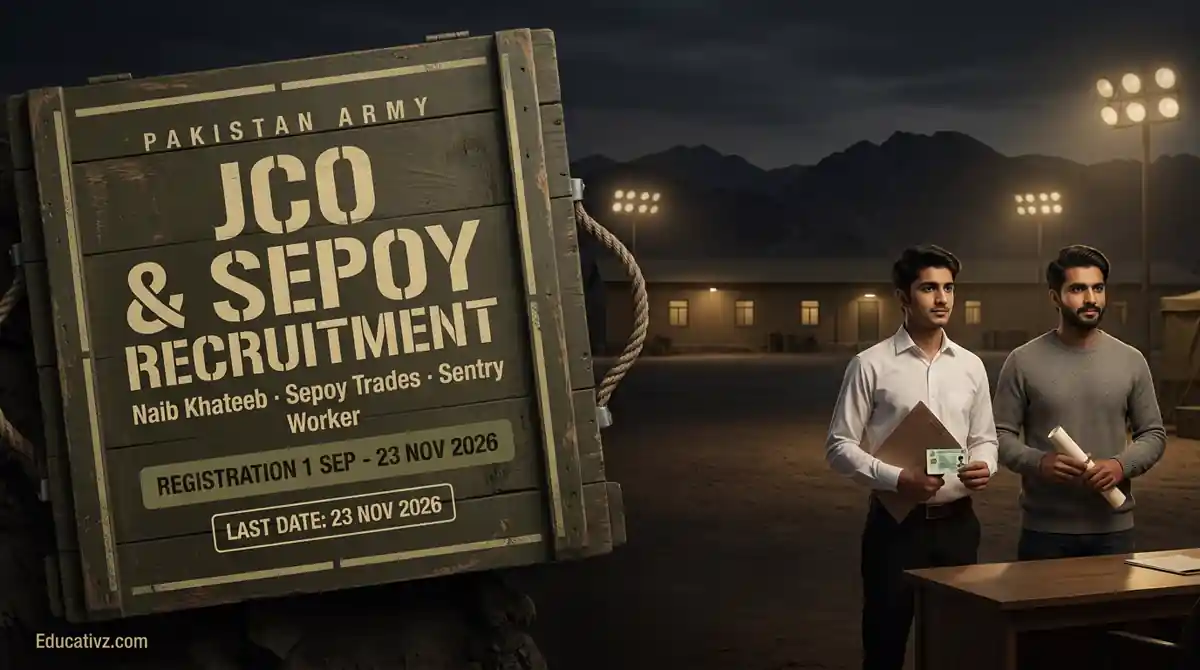 Pakistan Army JCO (Naib Khateeb) and Sepoy Recruitment 2026: registration 1 Sep to 23 Nov 2026 | Educativz