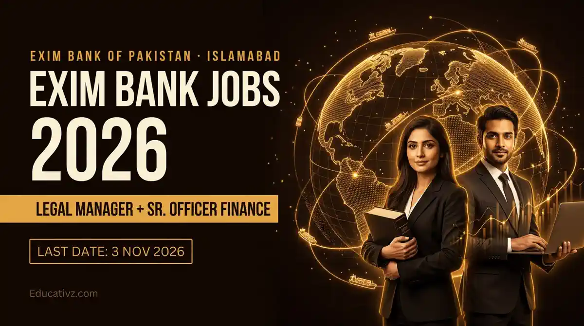 Pak EXIM Bank jobs 2026 Islamabad, Legal Manager and Finance Officer, last date 3 November | Educativz