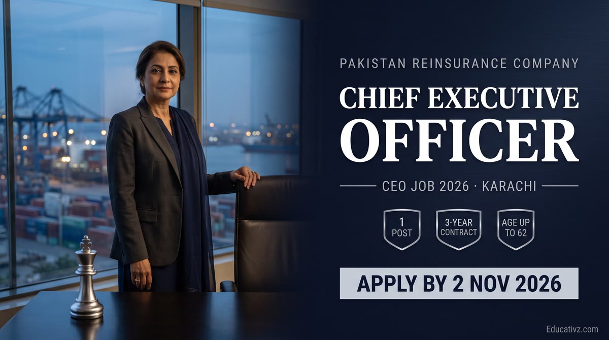 Pakistan Reinsurance Company Chief Executive Officer job 2026 Karachi: contract 3 years, age up to 62, apply within 15 days | Educativz