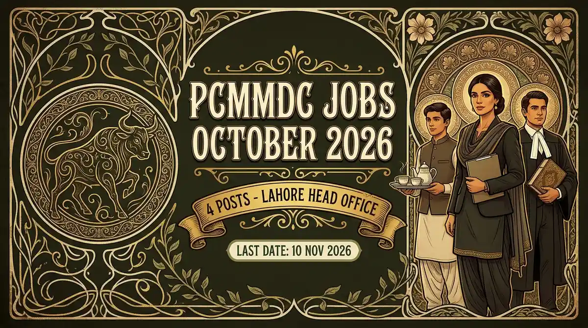 PCMMDC Jobs October 2026: PA to Chairman, Waiter, Assistant Manager HR and Law Officer, 4 posts Lahore Head Office | Educativz