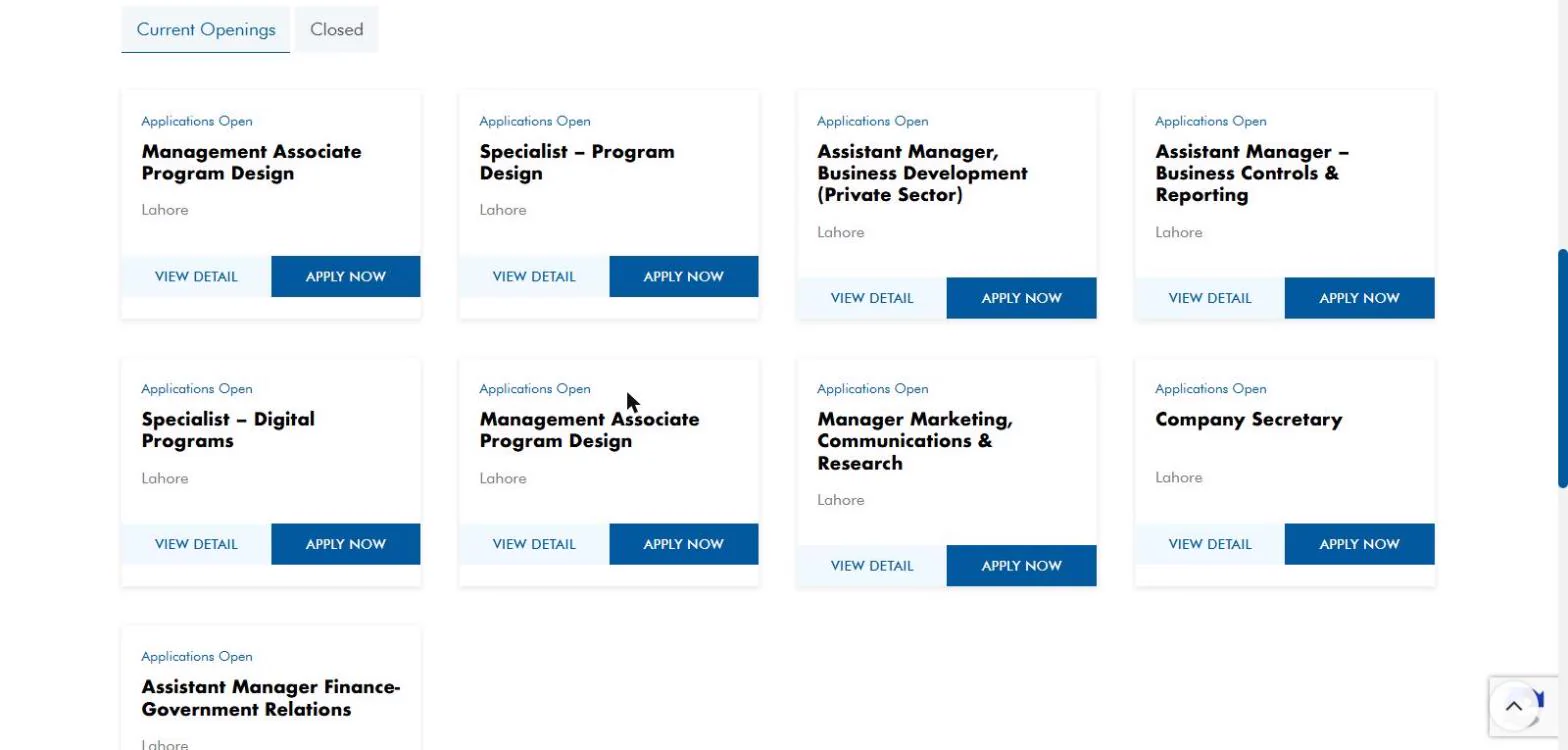 PSDF careers page current openings Management Associate Program Design screenshot 24 October 2026