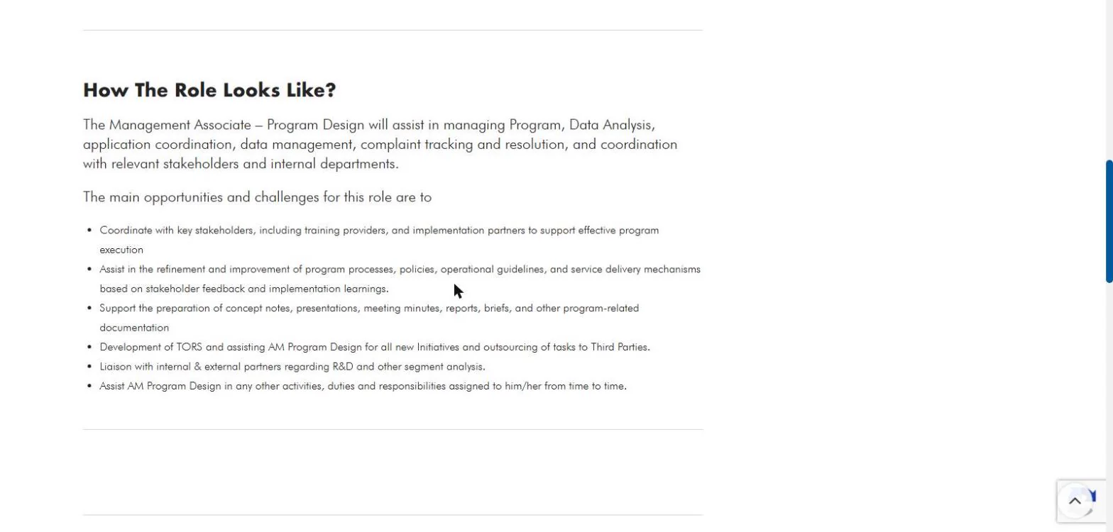 PSDF Management Associate Program Design role description screenshot 24 October 2026