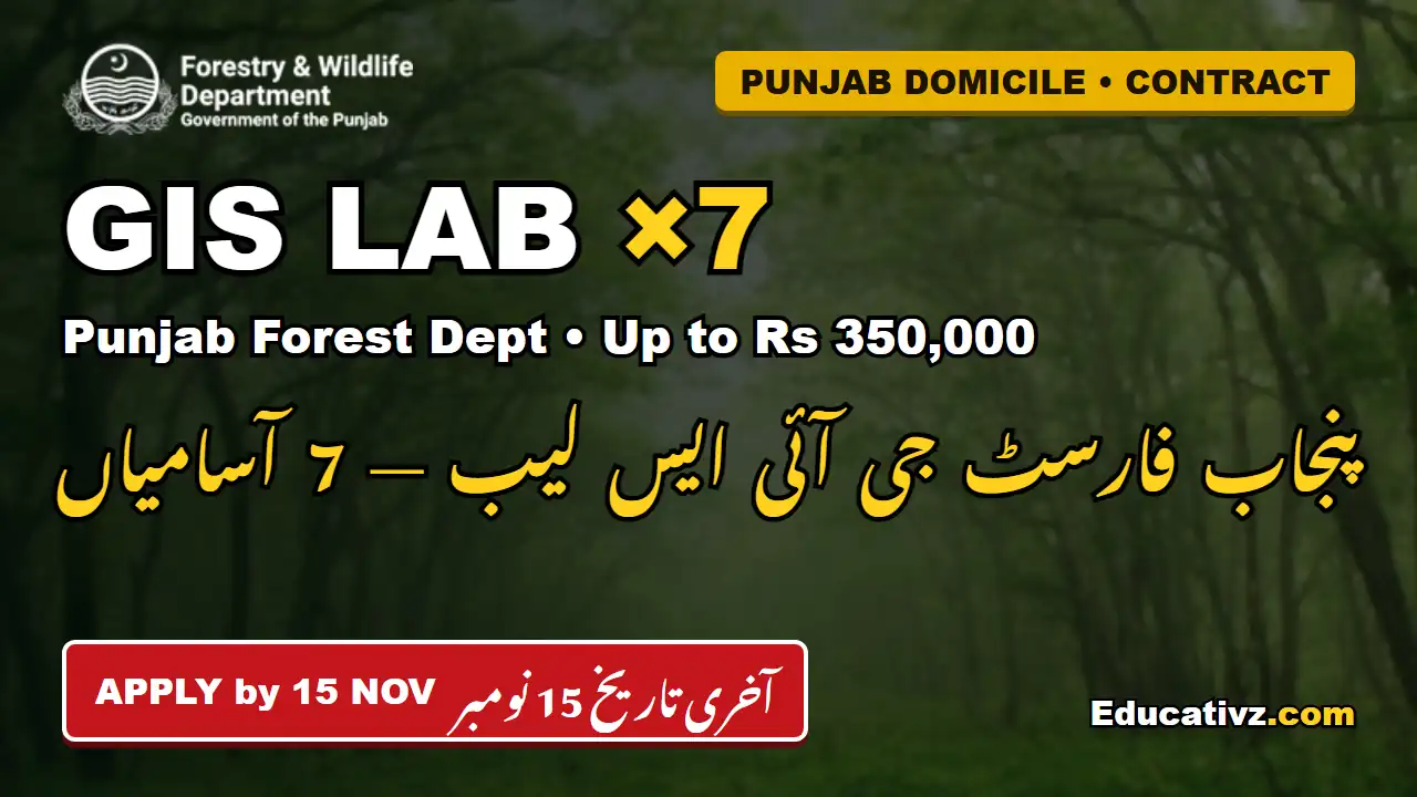 Punjab Forest Department GIS Lab jobs November 2026 Animator Data Analyst Assistant Director Geospatial GIS Assistant