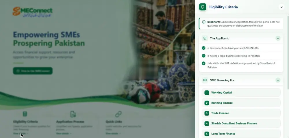 SMEConnect SME financing for working capital running finance trade finance Shariah compliant long term finance