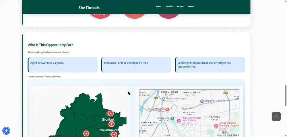 She Threads eligibility women aged 18 to 45 from rural or less-developed areas Punjab