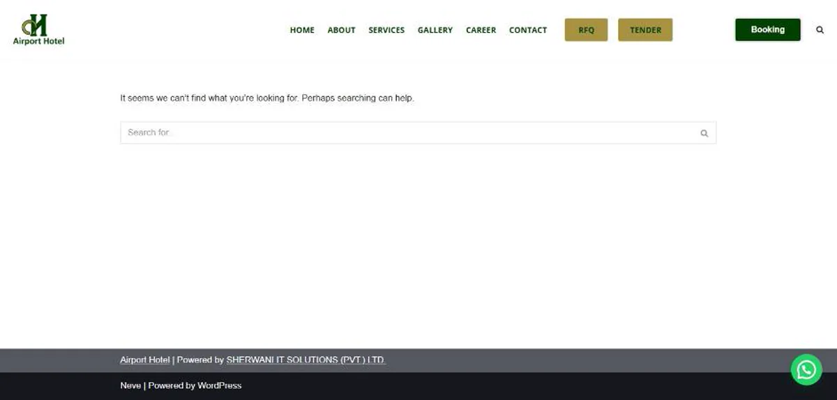 Airport Hotel Karachi careers page not found screenshot 24 October 2026