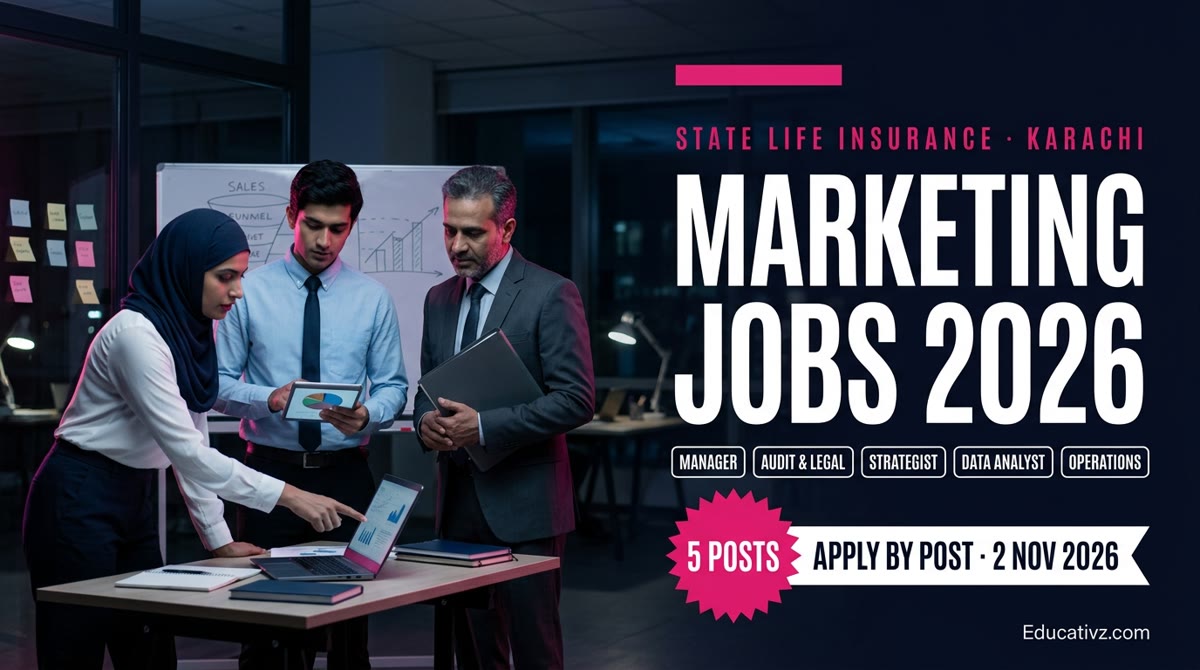 State Life Insurance Corporation marketing jobs 2026 Karachi: 5 posts, apply by post by 2 Nov 2026 | Educativz