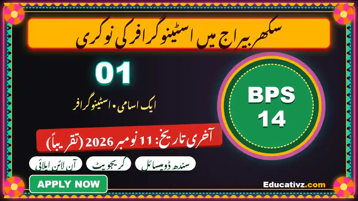 Sukkur Barrage Left Bank Stenographer BPS-14 jobs October 2026 truck art thumbnail