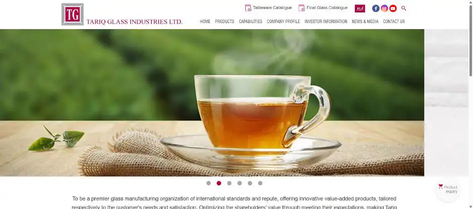 Tariq Glass Industries official website home page 25 October 2026