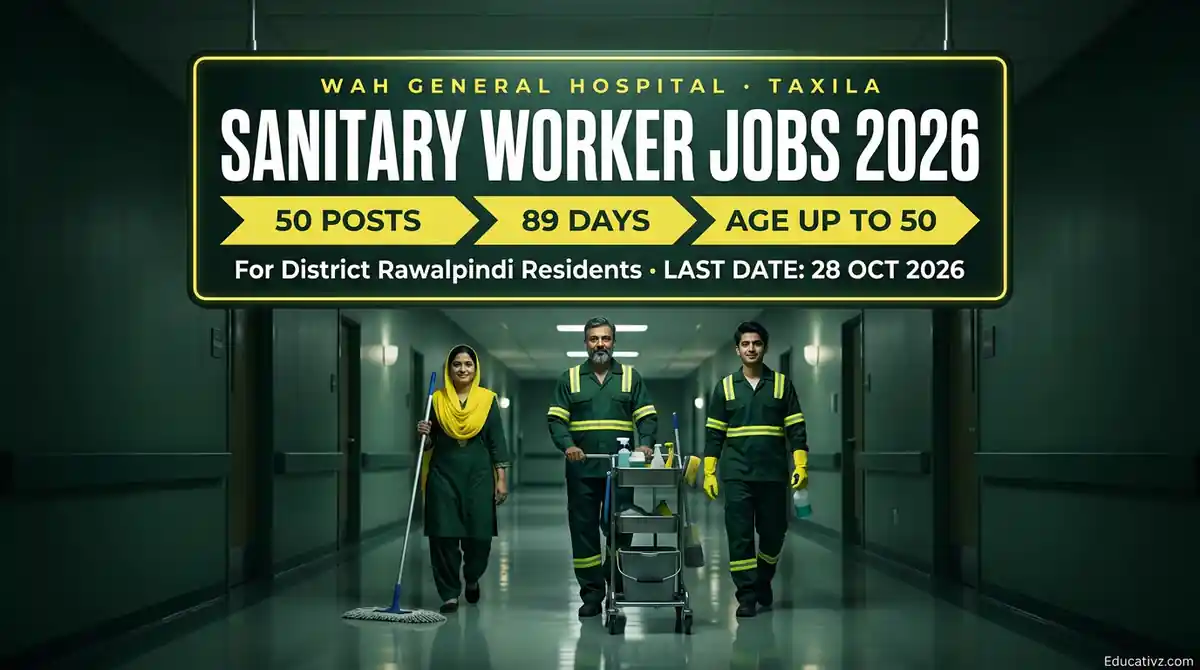 Wah General Hospital Taxila Jobs 2026: 50 Sanitary Worker Posts, Last Date 28 Oct | Educativz